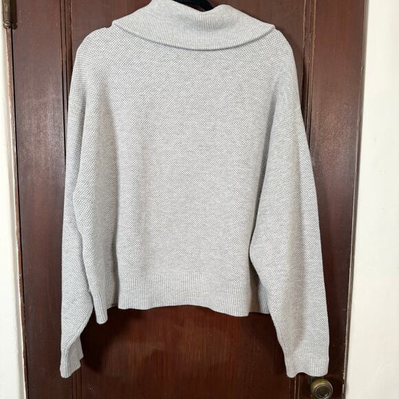 LUNYA |  Cottonsilk Collared Half Zip Sweater in Heather Gray | Large - Picture 8 of 10